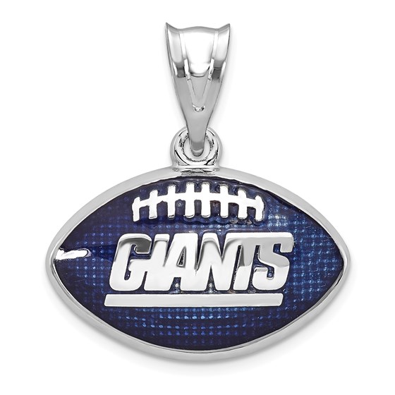 Sterling Silver New York Giants Enameled Football Pendant Sterling Silver New York Giants Enameled Football Pendant